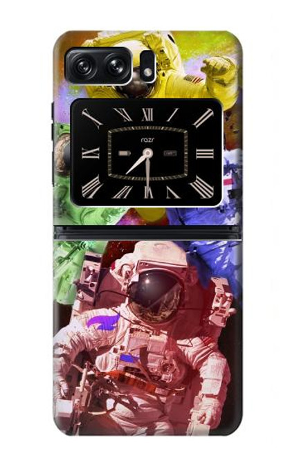 W3914 Colorful Nebula Astronaut Suit Galaxy Hard Case For Motorola Moto Razr 2022