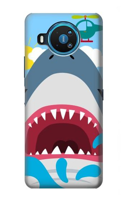 W3947 Shark Helicopter Cartoon Hard Case and Leather Flip Case For Nokia 8.3 5G