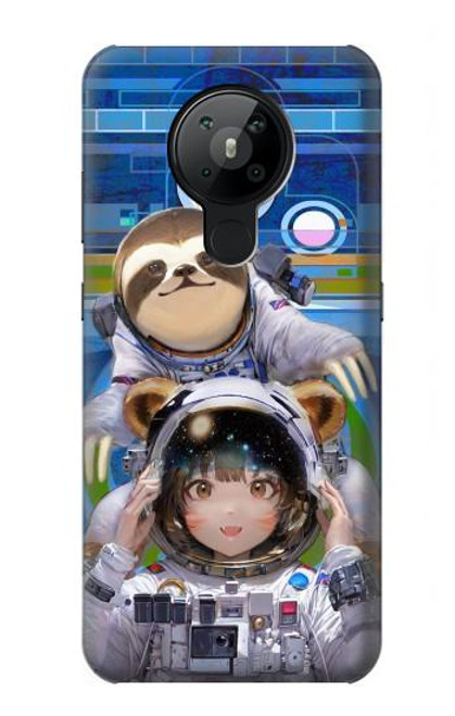 W3915 Raccoon Girl Baby Sloth Astronaut Suit Hard Case and Leather Flip Case For Nokia 5.3