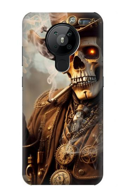 W3949 Steampunk Skull Smoking Hard Case and Leather Flip Case For Nokia 5.3