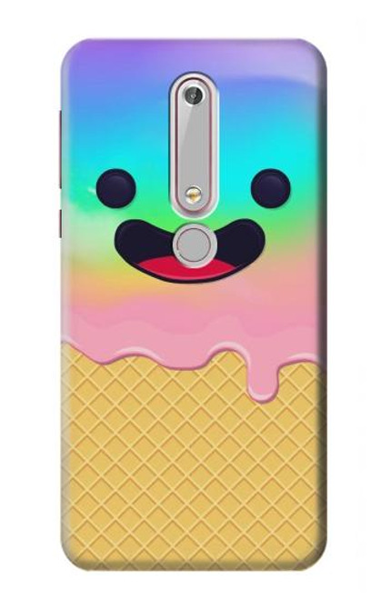 W3939 Ice Cream Cute Smile Hard Case and Leather Flip Case For Nokia 6.1, Nokia 6 2018