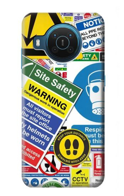 W3960 Safety Signs Sticker Collage Hard Case and Leather Flip Case For Nokia X20