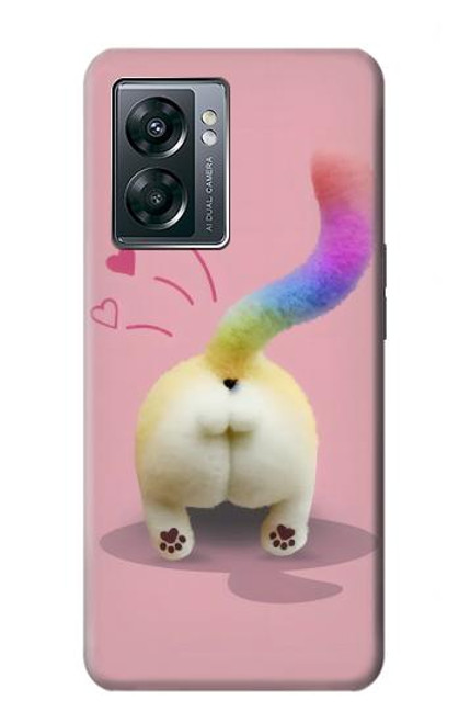 W3923 Cat Bottom Rainbow Tail Hard Case and Leather Flip Case For OnePlus Nord N300