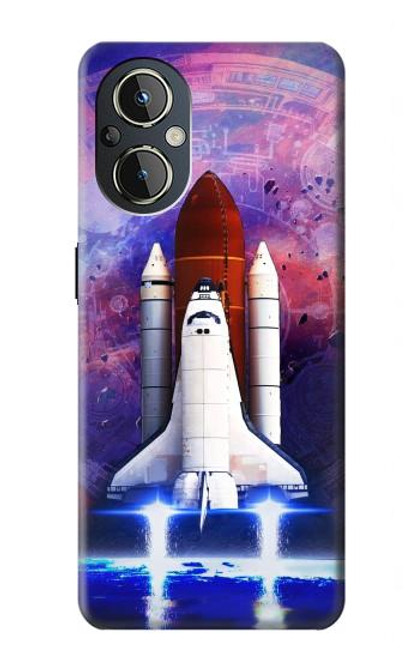 W3913 Colorful Nebula Space Shuttle Hard Case and Leather Flip Case For OnePlus Nord N20 5G