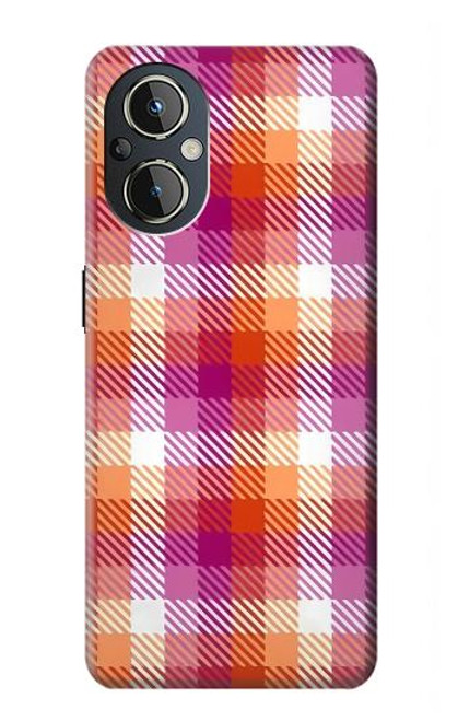 W3941 LGBT Lesbian Pride Flag Plaid Hard Case and Leather Flip Case For OnePlus Nord N20 5G