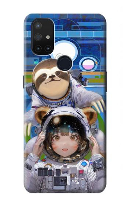 W3915 Raccoon Girl Baby Sloth Astronaut Suit Hard Case and Leather Flip Case For OnePlus Nord N10 5G