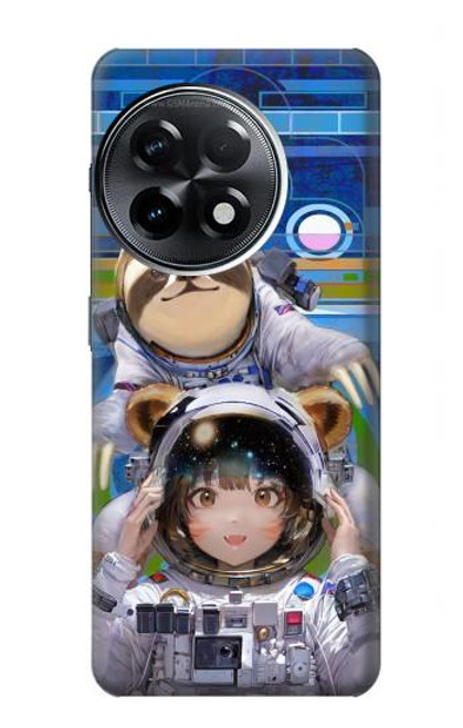 W3915 Raccoon Girl Baby Sloth Astronaut Suit Hard Case and Leather Flip Case For OnePlus 11R