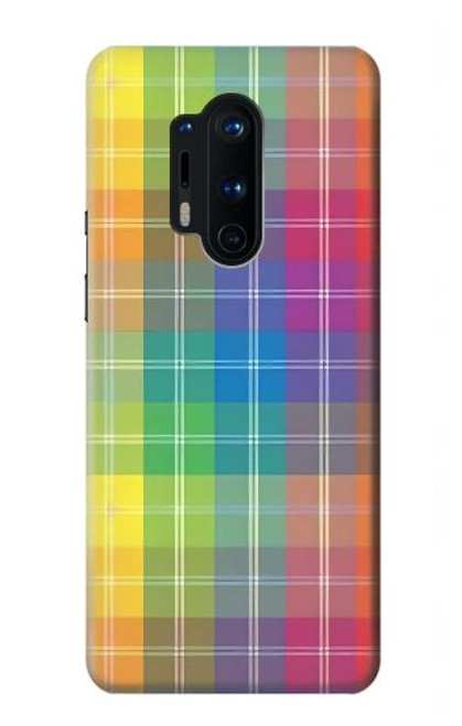 W3942 LGBTQ Rainbow Plaid Tartan Hard Case and Leather Flip Case For OnePlus 8 Pro