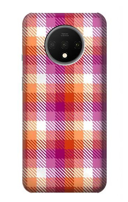 W3941 LGBT Lesbian Pride Flag Plaid Hard Case and Leather Flip Case For OnePlus 7T