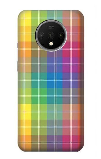 W3942 LGBTQ Rainbow Plaid Tartan Hard Case and Leather Flip Case For OnePlus 7T