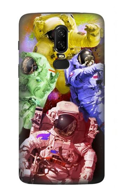 W3914 Colorful Nebula Astronaut Suit Galaxy Hard Case and Leather Flip Case For OnePlus 6