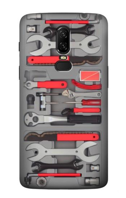 W3921 Bike Repair Tool Graphic Paint Hard Case and Leather Flip Case For OnePlus 6