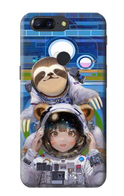 W3915 Raccoon Girl Baby Sloth Astronaut Suit Hard Case and Leather Flip Case For OnePlus 5T