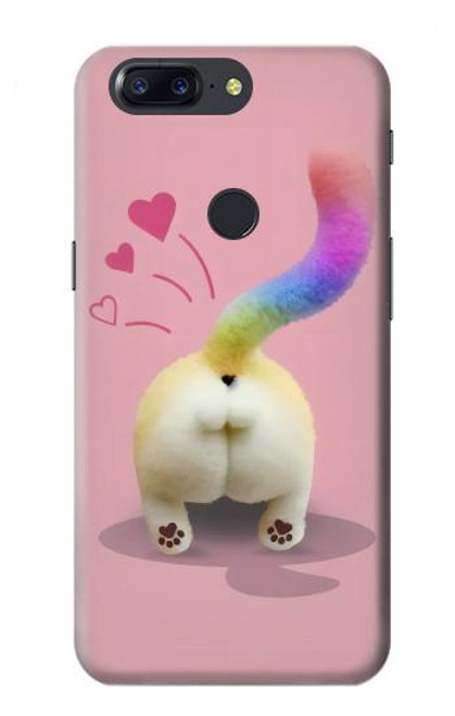 W3923 Cat Bottom Rainbow Tail Hard Case and Leather Flip Case For OnePlus 5T