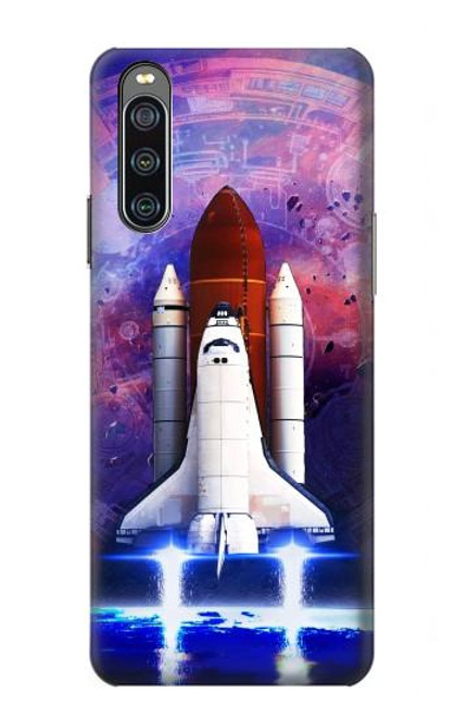W3913 Colorful Nebula Space Shuttle Hard Case and Leather Flip Case For Sony Xperia 10 IV