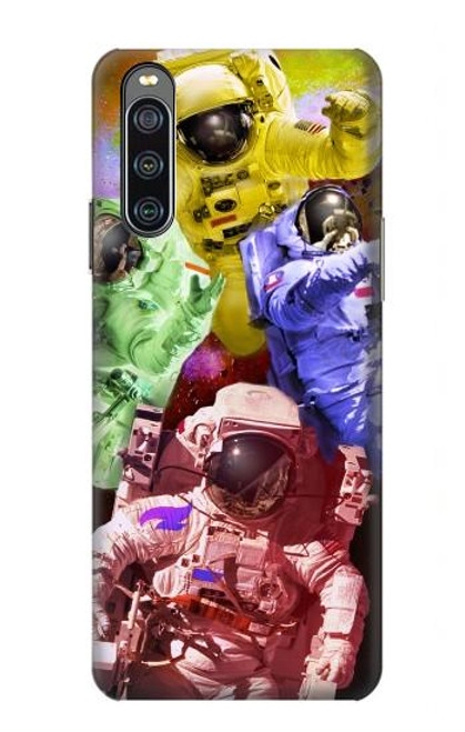 W3914 Colorful Nebula Astronaut Suit Galaxy Hard Case and Leather Flip Case For Sony Xperia 10 IV