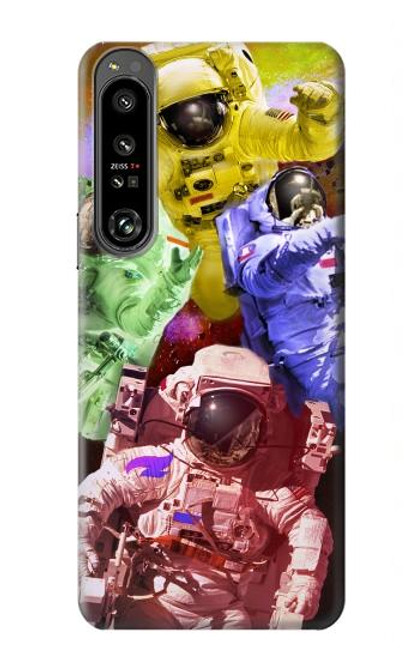 W3914 Colorful Nebula Astronaut Suit Galaxy Hard Case and Leather Flip Case For Sony Xperia 1 IV