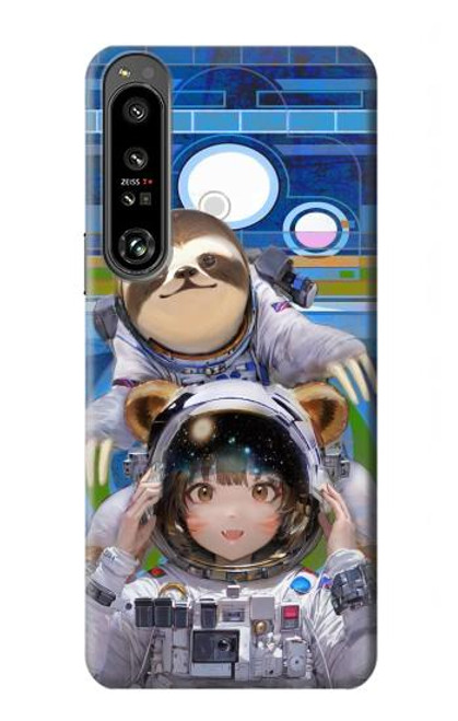 W3915 Raccoon Girl Baby Sloth Astronaut Suit Hard Case and Leather Flip Case For Sony Xperia 1 IV