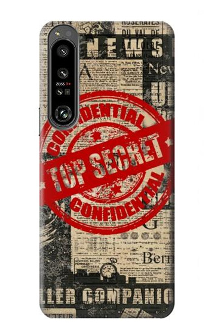 W3937 Text Top Secret Art Vintage Hard Case and Leather Flip Case For Sony Xperia 1 IV