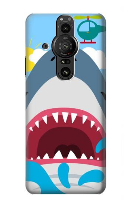 W3947 Shark Helicopter Cartoon Hard Case and Leather Flip Case For Sony Xperia Pro-I