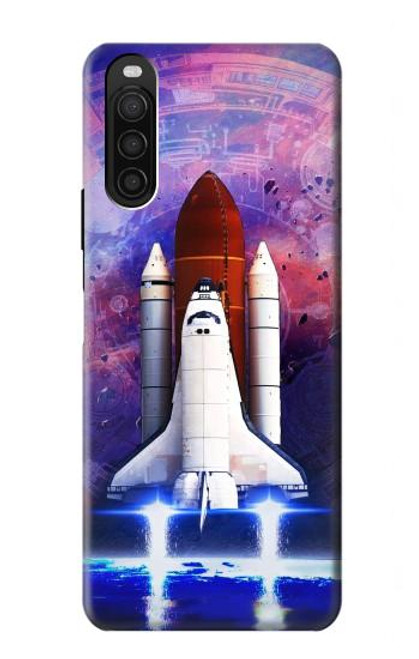 W3913 Colorful Nebula Space Shuttle Hard Case and Leather Flip Case For Sony Xperia 10 III