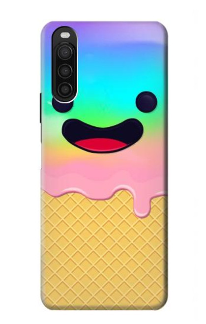 W3939 Ice Cream Cute Smile Hard Case and Leather Flip Case For Sony Xperia 10 III