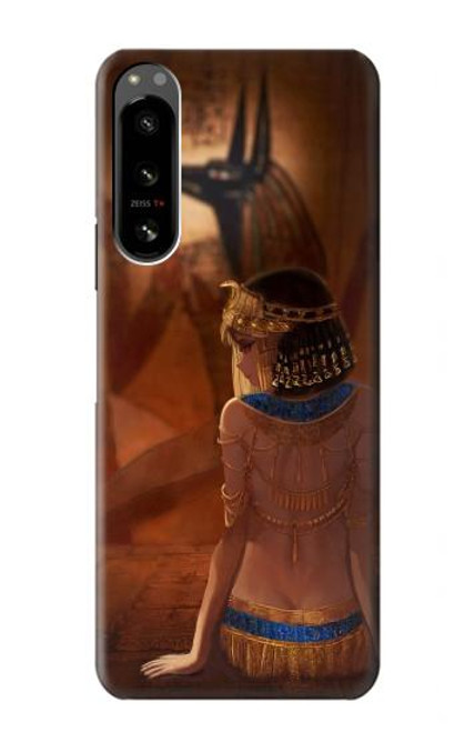 W3919 Egyptian Queen Cleopatra Anubis Hard Case and Leather Flip Case For Sony Xperia 5 IV