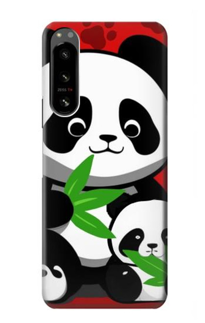 W3929 Cute Panda Eating Bamboo Hard Case and Leather Flip Case For Sony Xperia 5 IV