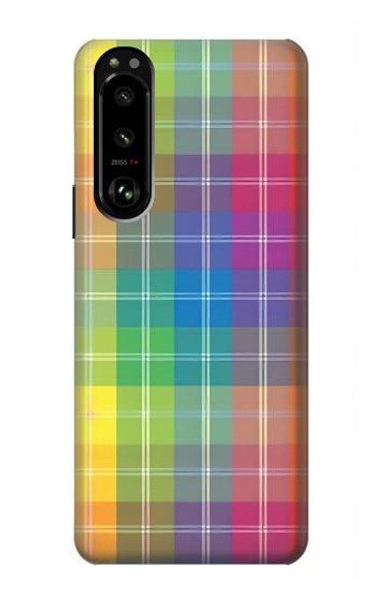 W3942 LGBTQ Rainbow Plaid Tartan Hard Case and Leather Flip Case For Sony Xperia 5 III