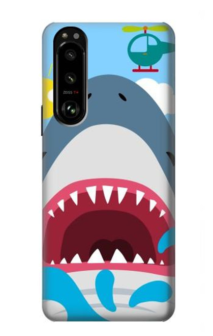 W3947 Shark Helicopter Cartoon Hard Case and Leather Flip Case For Sony Xperia 5 III