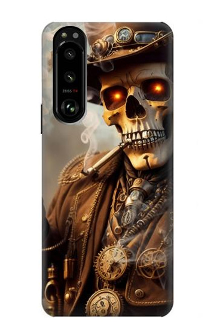 W3949 Steampunk Skull Smoking Hard Case and Leather Flip Case For Sony Xperia 5 III