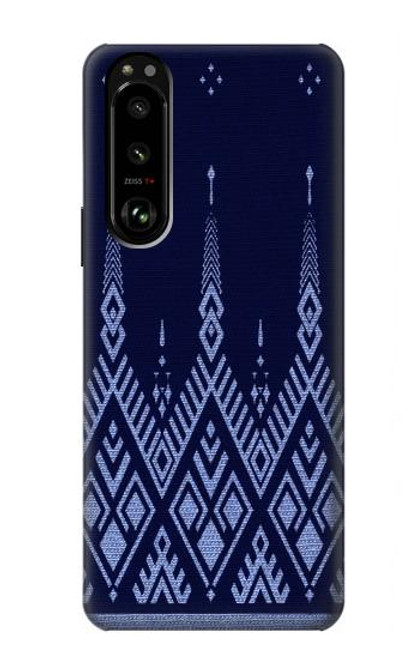 W3950 Textile Thai Blue Pattern Hard Case and Leather Flip Case For Sony Xperia 5 III