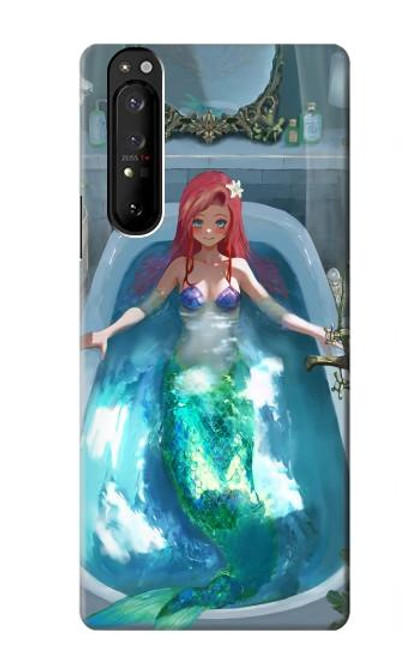 W3911 Cute Little Mermaid Aqua Spa Hard Case and Leather Flip Case For Sony Xperia 1 III