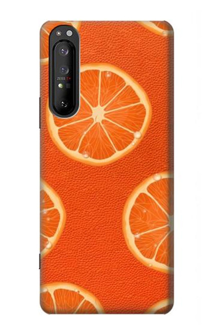 W3946 Seamless Orange Pattern Hard Case and Leather Flip Case For Sony Xperia 1 II