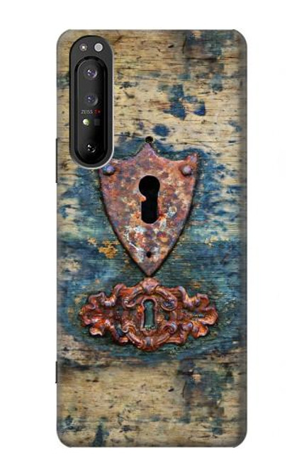 W3955 Vintage Keyhole Weather Door Hard Case and Leather Flip Case For Sony Xperia 1 II
