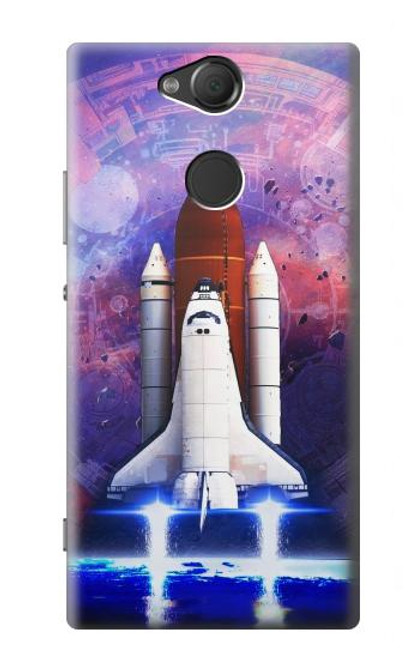 W3913 Colorful Nebula Space Shuttle Hard Case and Leather Flip Case For Sony Xperia XA2
