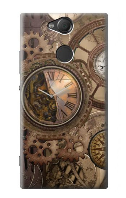 W3927 Compass Clock Gage Steampunk Hard Case and Leather Flip Case For Sony Xperia XA2