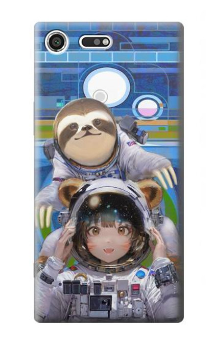 W3915 Raccoon Girl Baby Sloth Astronaut Suit Hard Case and Leather Flip Case For Sony Xperia XZ Premium