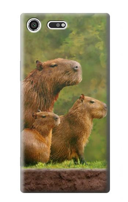 W3917 Capybara Family Giant Guinea Pig Hard Case and Leather Flip Case For Sony Xperia XZ Premium
