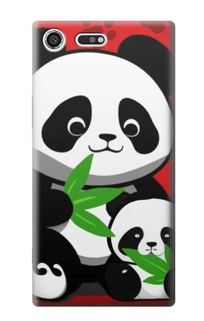 W3929 Cute Panda Eating Bamboo Hard Case and Leather Flip Case For Sony Xperia XZ Premium