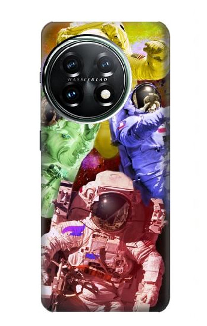 W3914 Colorful Nebula Astronaut Suit Galaxy Hard Case and Leather Flip Case For OnePlus 11