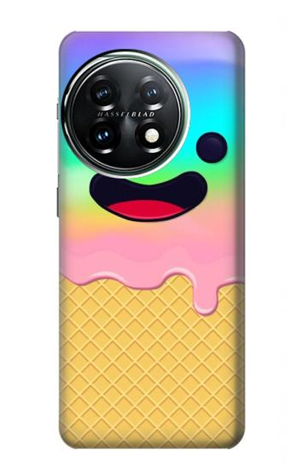 W3939 Ice Cream Cute Smile Hard Case and Leather Flip Case For OnePlus 11