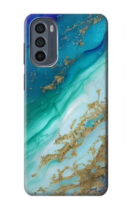 W3920 Abstract Ocean Blue Color Mixed Emerald Hard Case and Leather Flip Case For Motorola Moto G62 5G