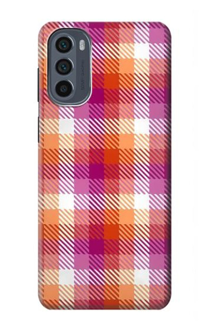 W3941 LGBT Lesbian Pride Flag Plaid Hard Case and Leather Flip Case For Motorola Moto G62 5G