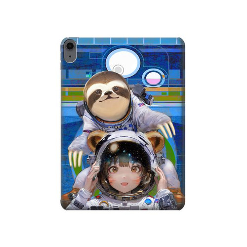 W3915 Raccoon Girl Baby Sloth Astronaut Suit Tablet Hard Case For iPad Air (2022,2020, 4th, 5th), iPad Pro 11 (2022, 6th)