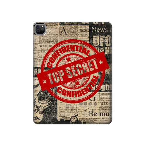 W3937 Text Top Secret Art Vintage Tablet Hard Case For iPad Pro 12.9 (2022,2021,2020,2018, 3rd, 4th, 5th, 6th)
