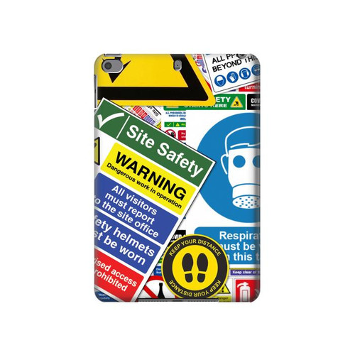 W3960 Safety Signs Sticker Collage Tablet Hard Case For iPad mini 4, iPad mini 5, iPad mini 5 (2019)
