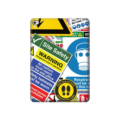 W3960 Safety Signs Sticker Collage Tablet Hard Case For iPad Pro 12.9 (2015,2017)