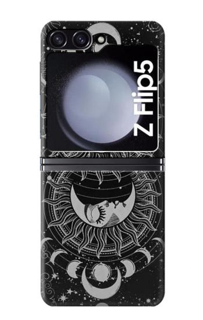 W3854 Mystical Sun Face Crescent Moon Hard Case For Samsung Galaxy Z Flip 5