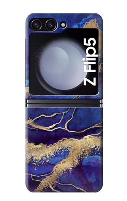 W3906 Navy Blue Purple Marble Hard Case For Samsung Galaxy Z Flip 5